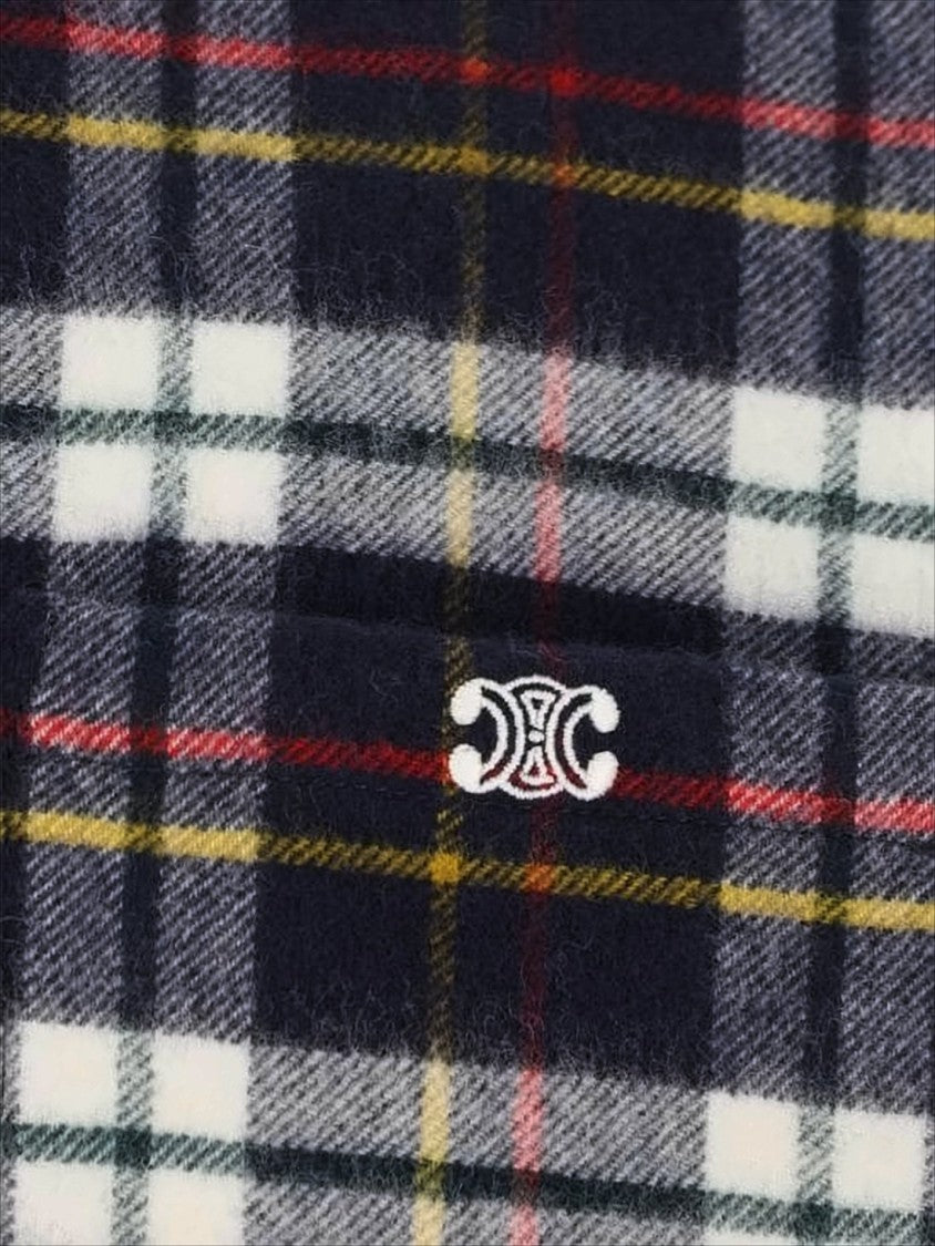 Celine Classic Plaid Wool Jacket With Embroidered Logo