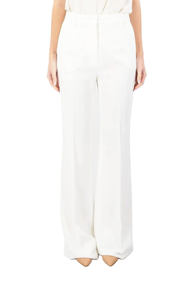 Max Mara Wide-Leg Ivory Trousers With Refined Finish