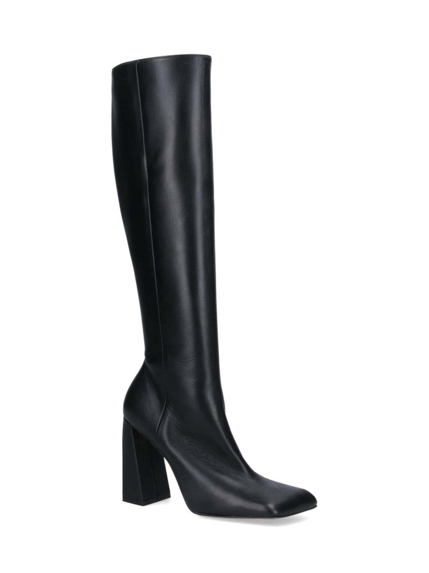 Amina Muaddi "Marine" Boots – Black
