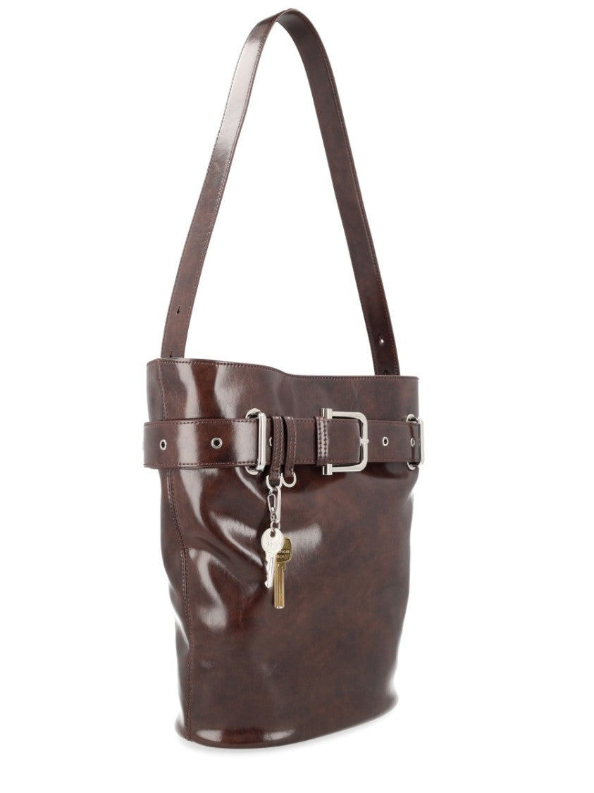 Osoi Brocle Dark Brown Polished Cow Leather Bucket Bag