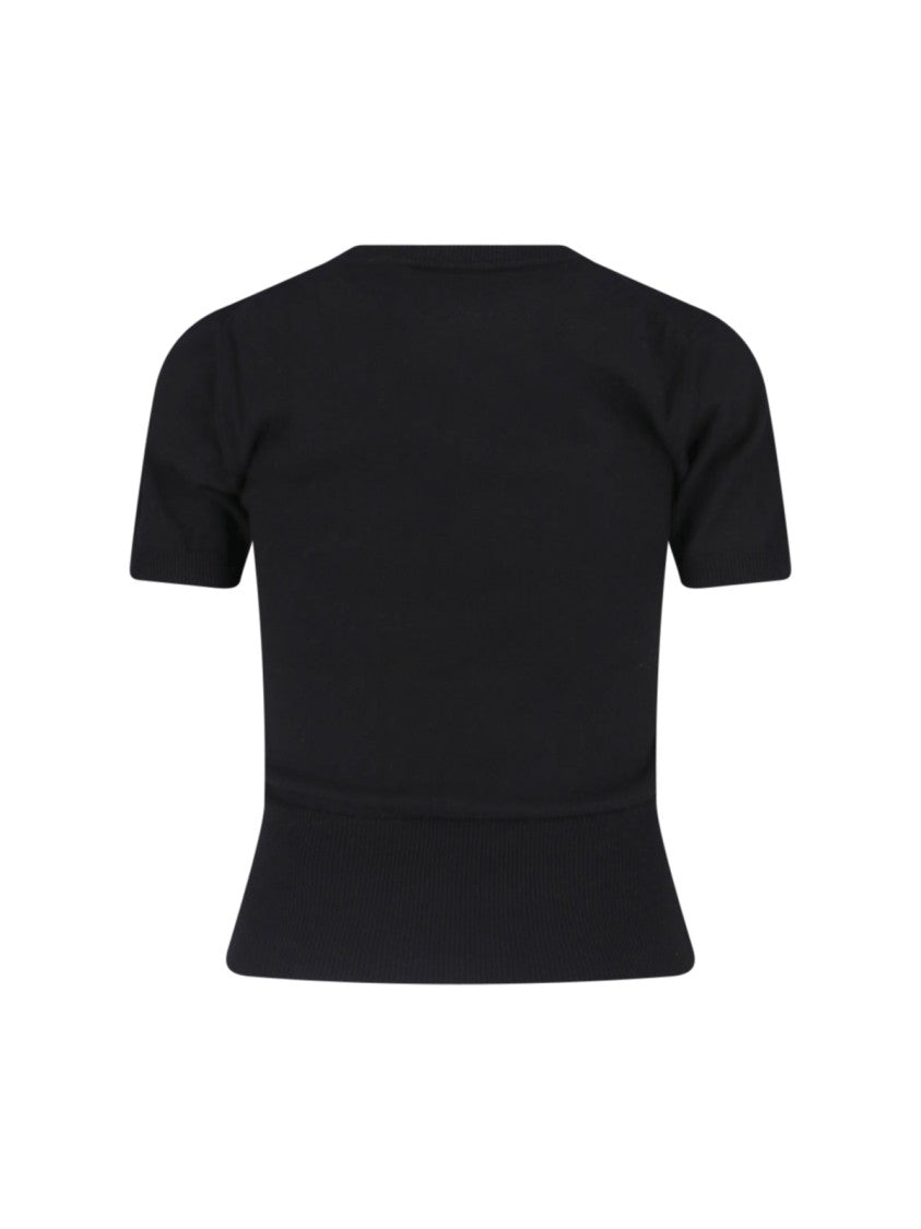 Vivienne Westwood Cropped Black Fitted T-Shirt With Embroidered Emblem