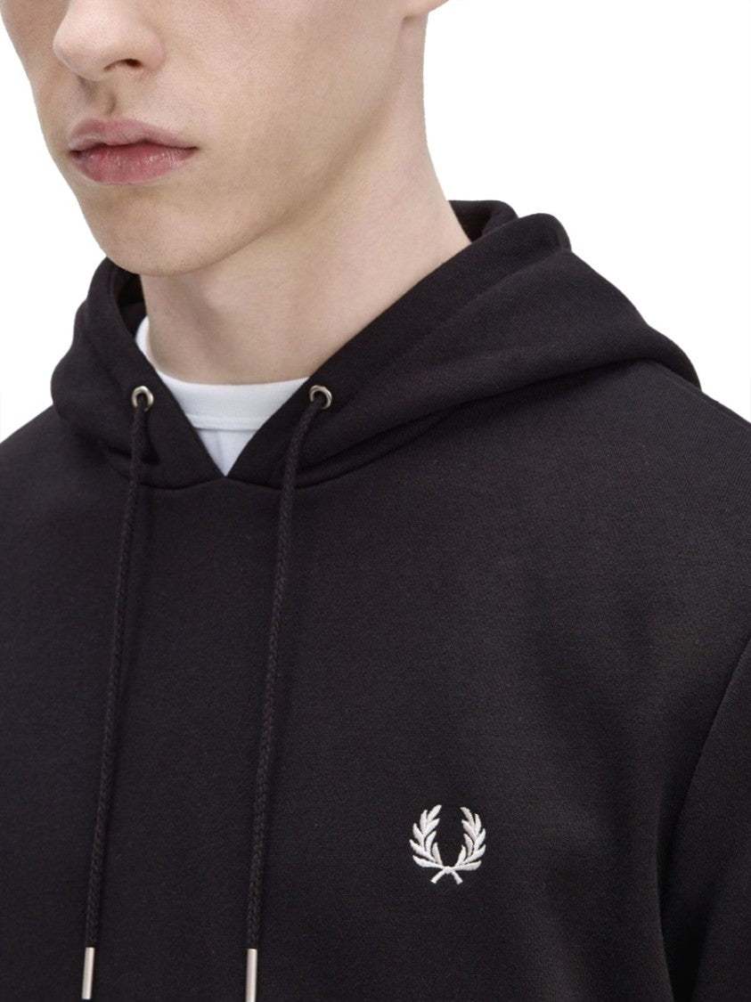Fred Perry Black Hoodie With Embroidered Laurel Wreath
