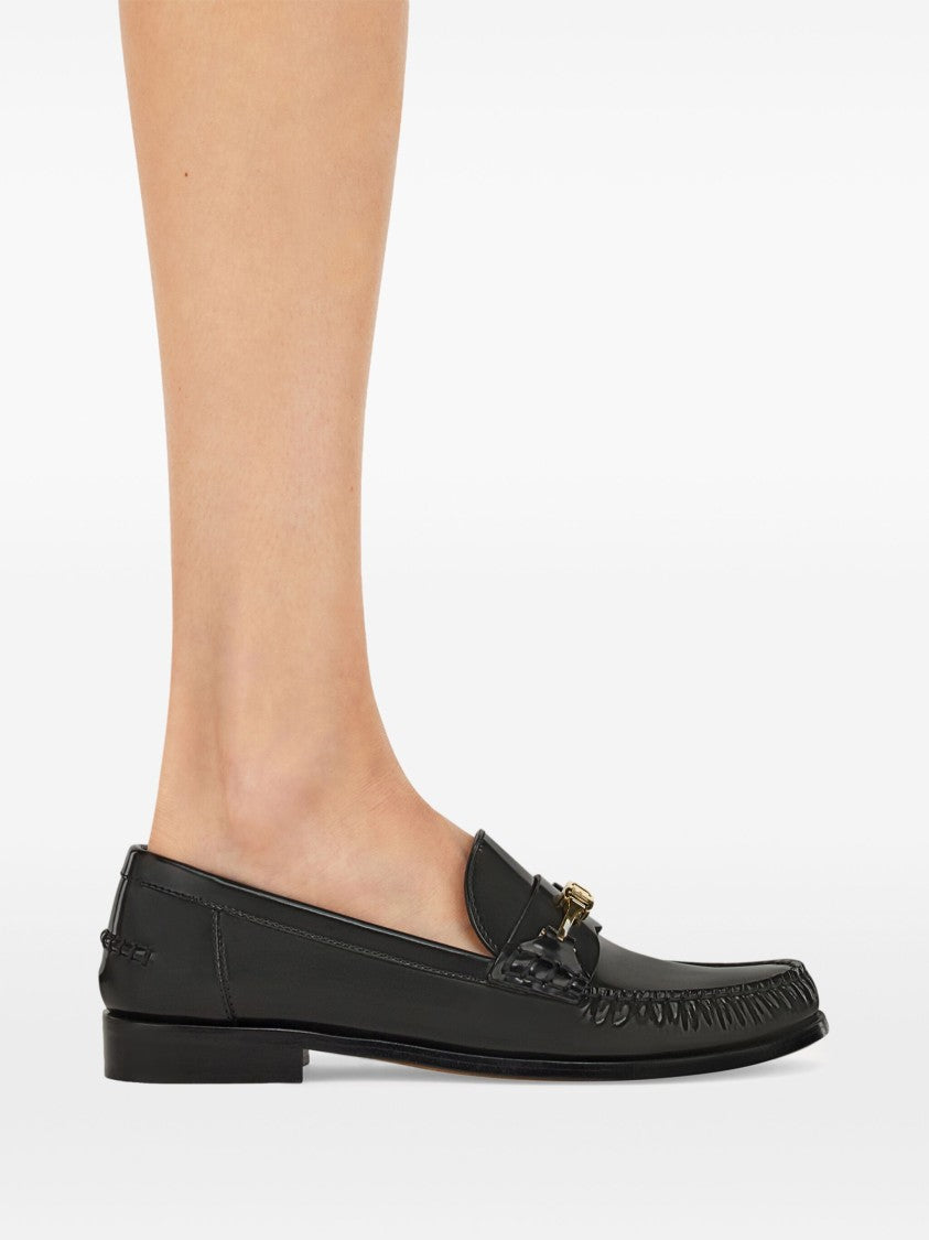 Salvatore Ferragamo Black Harry Stitched Apron Front Loafers