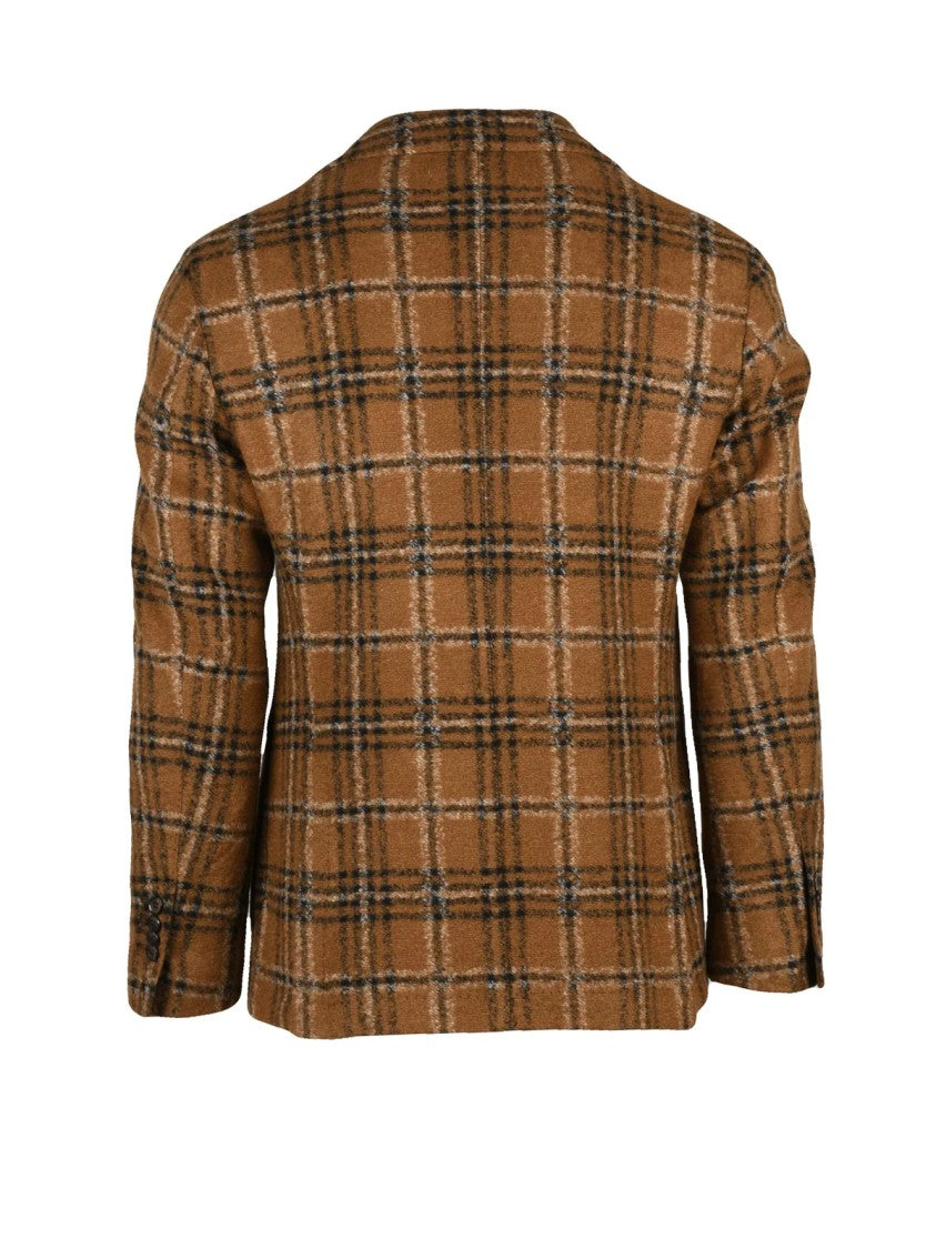 L.B.M. 1911 Round Cut Jacket With Button Closure And Plaid Design