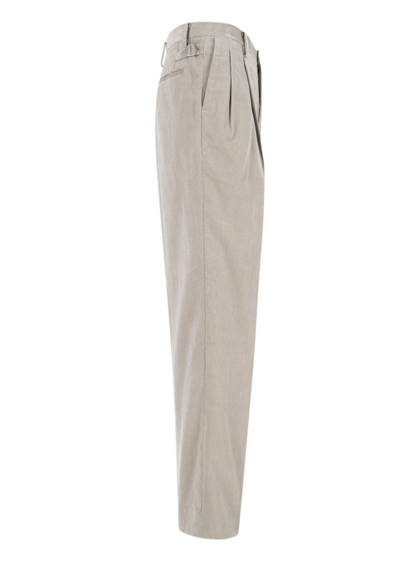 Kaptain Sunshine Cream Ribbed Mid-Rise Corduroy Trousers