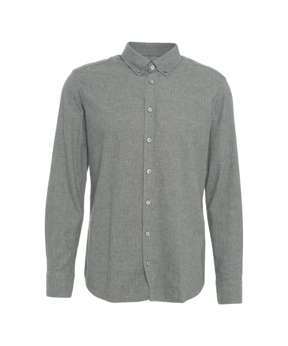 Bastoncino Tailored Grey Shirt With Button-Down Collar And Textured Finish