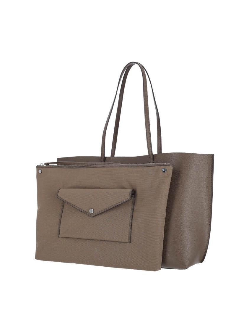 Tory Burch Brown Perry Pouch Leather Tote