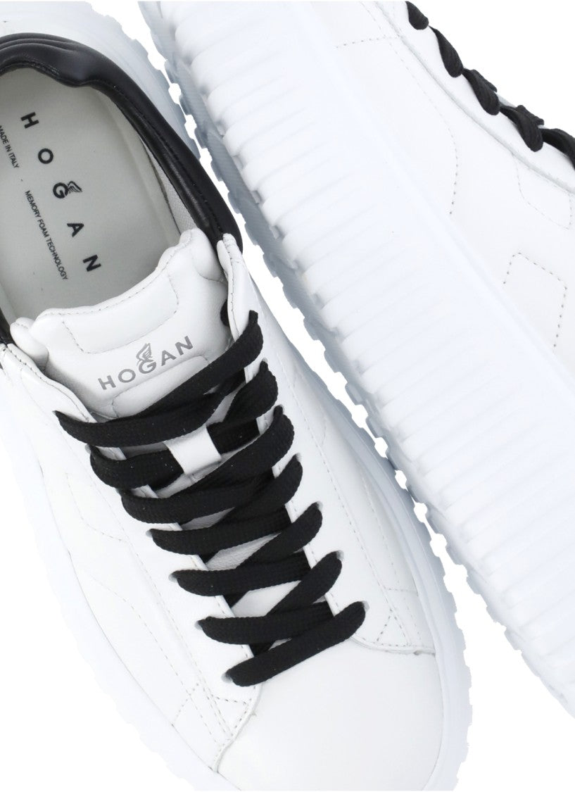 Hogan White Smooth Leather Contrasting Laces Sneakers
