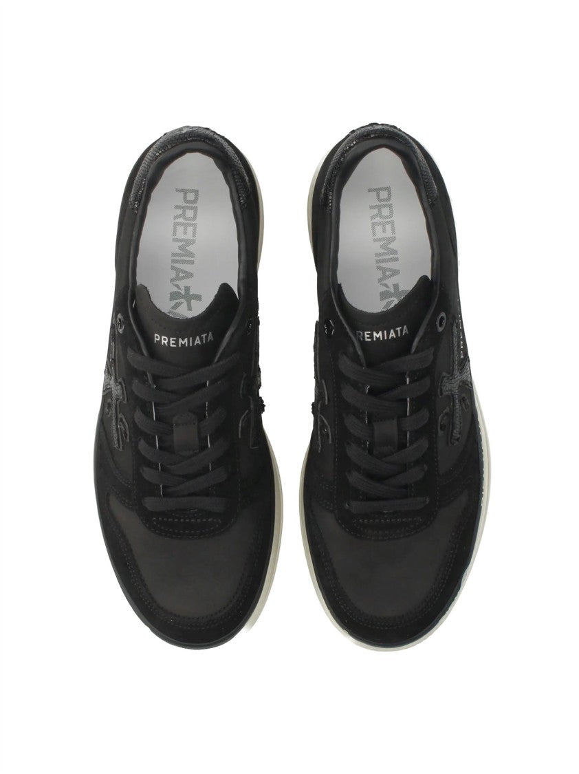 Premiata Black Modern Bold White Accent Sneakers