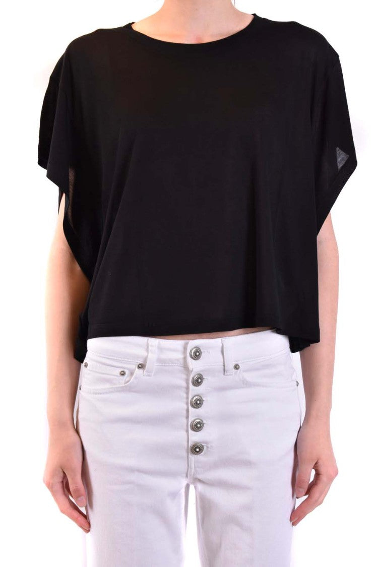 Dondup Cropped Black T-Shirt With Relaxed Fit