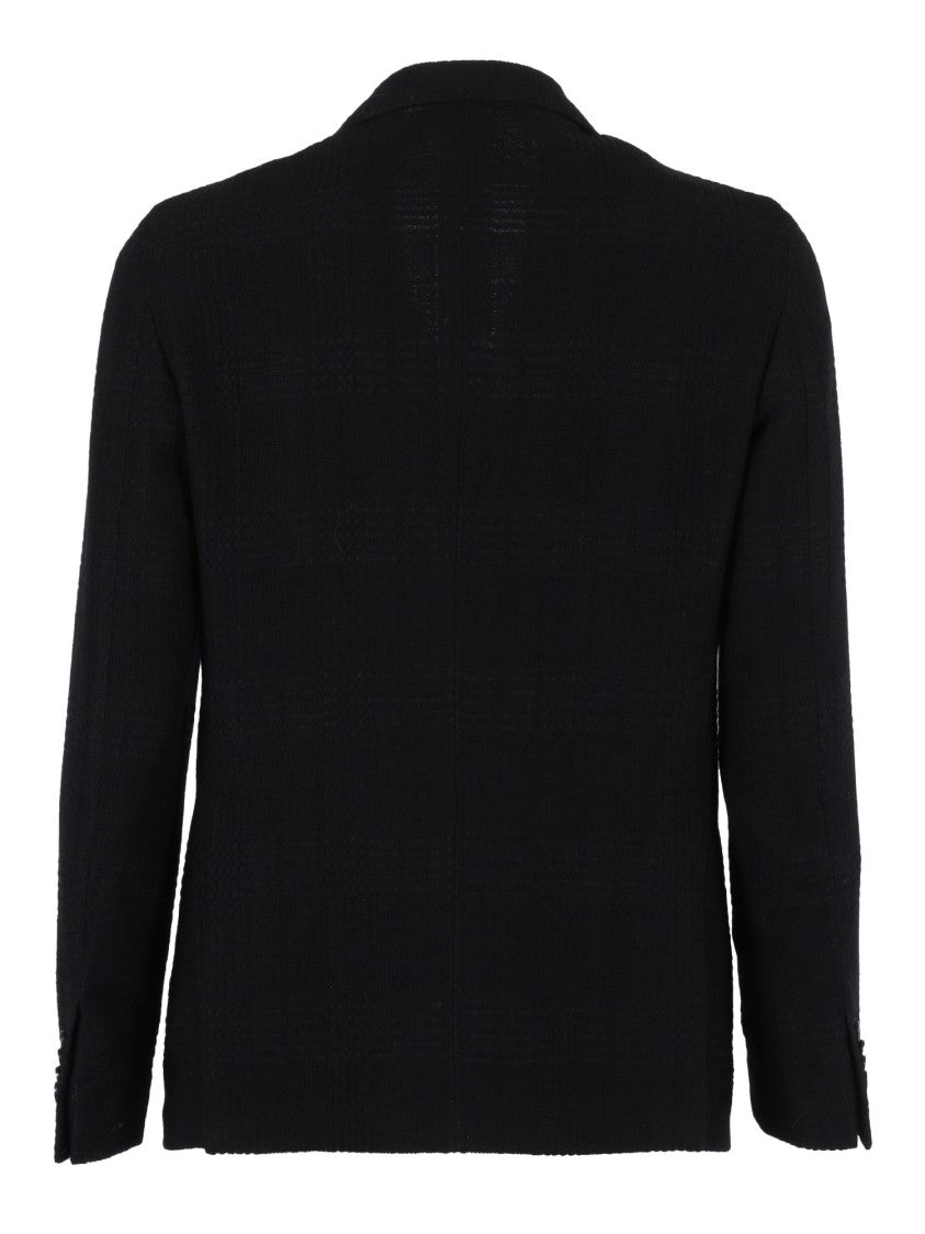 L.B.M. 1911 Black Double Breasted Checkered Jacket