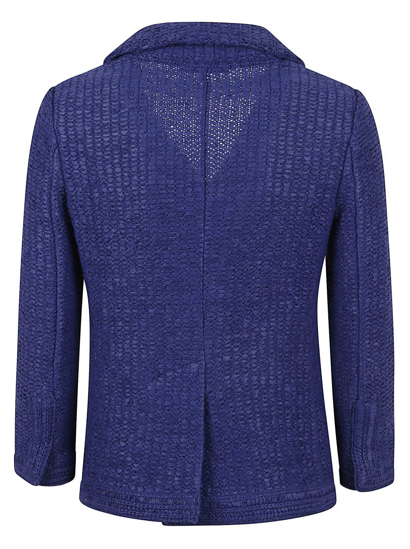 Charlott Textured Blue Jacket With Classic Collar