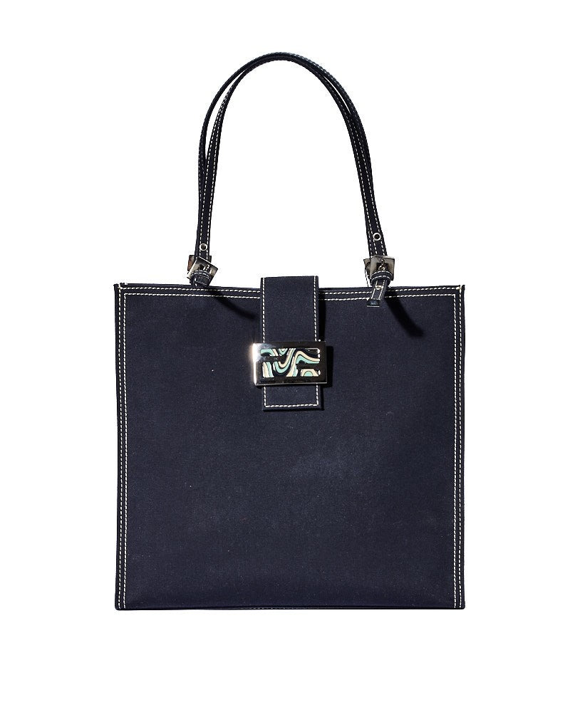 Fendi Tote Square Mm Denim Blu