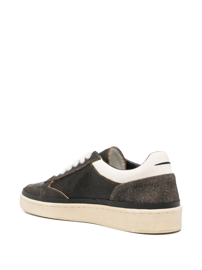 Ghoud Textured Black Leather Low-Top Sneakers