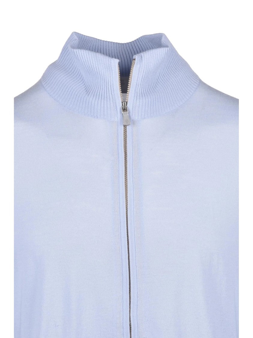 Eleventy Light Blue Wool Zip Cardigan