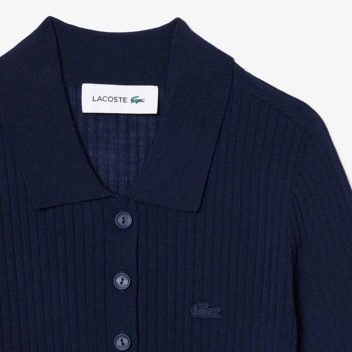 Lacoste Ribbed Knit Polo Shirt With Classic Collar