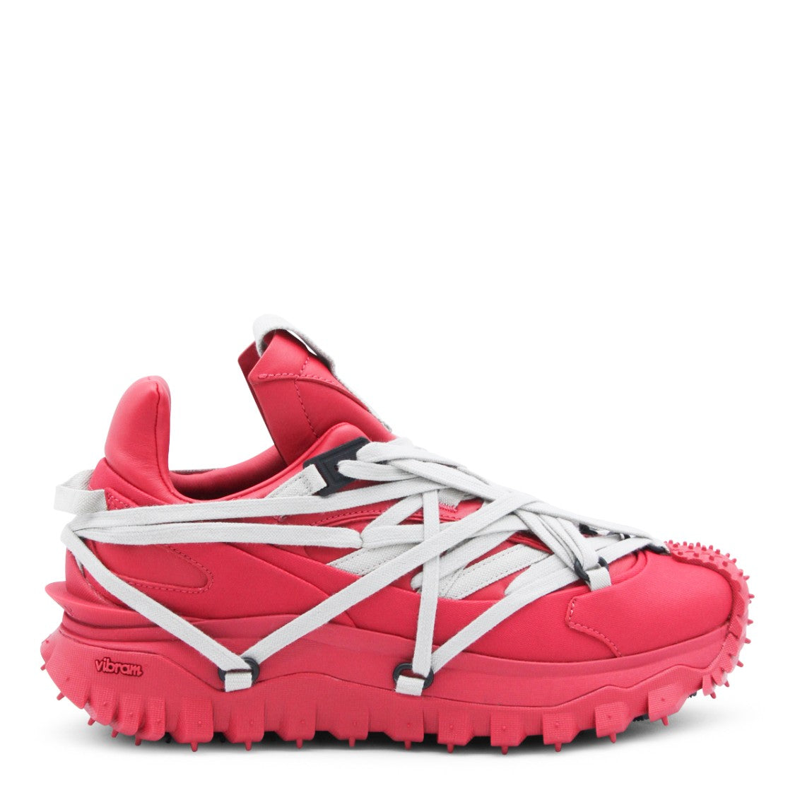 Moncler X Rick Owens Red Leather Megalace Sneakers