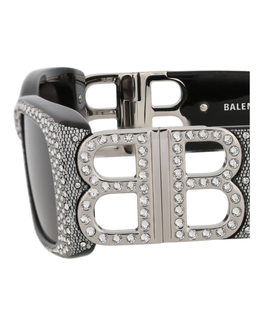 Balenciaga Square-Frame Recycled Acetate Sunglasses With Crystal Accents
