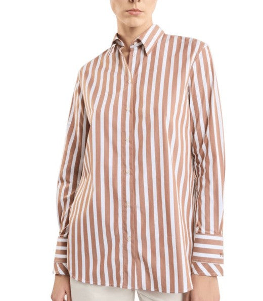Fay Classic Striped Long-Sleeve Shirt With Wing Collar