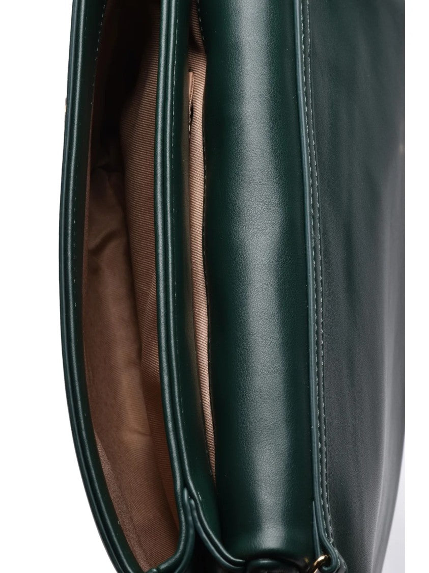 Love Moschino Quilted Green Crossbody Bag With Gold Chain Shoulder Strap