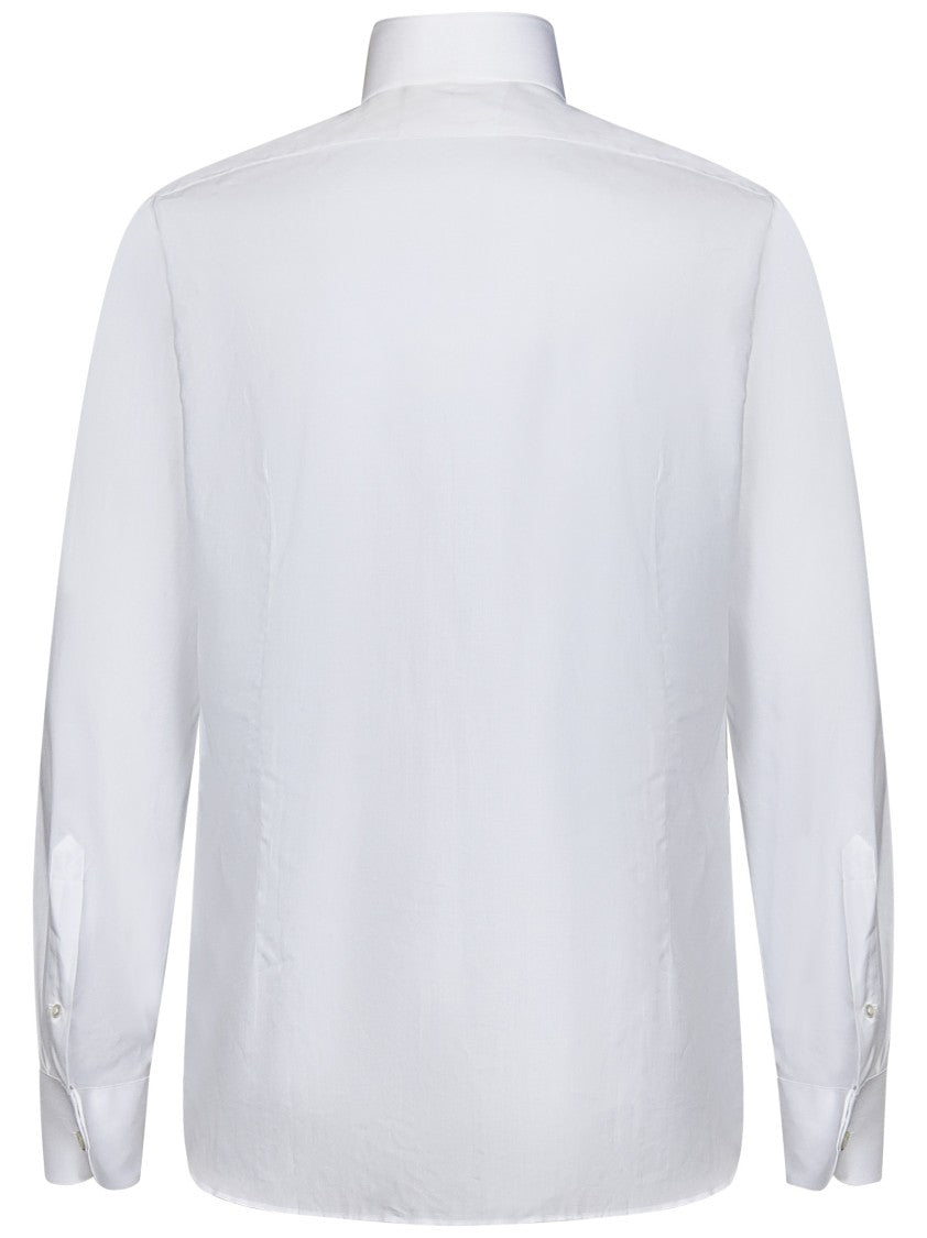 Tom Ford White Cotton Tuxedo Shirt With Pleated Plastron