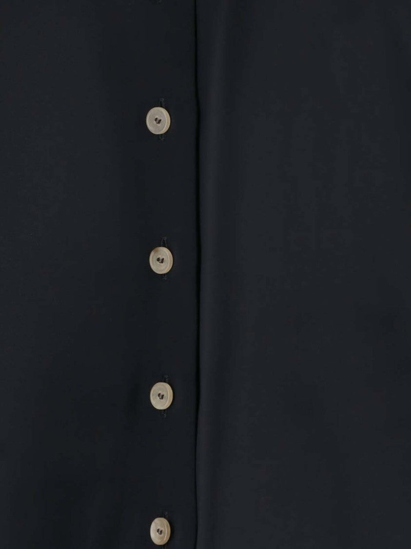 Khaite Ivy Black Pointed Collar Satin Shirt
