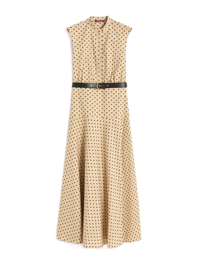 Max Mara Sleeveless Midi Dress With Polka Dot Pattern