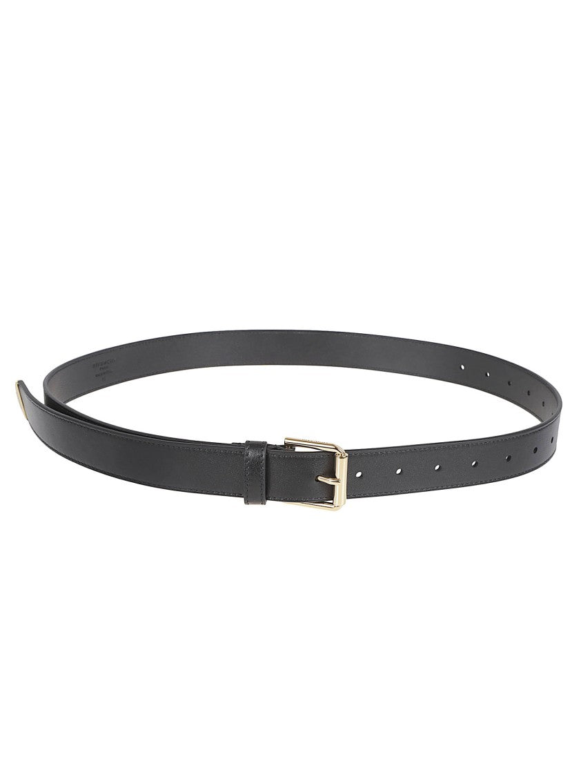 Givenchy Adjustable Black Calf Leather Belt With Polished Buckle