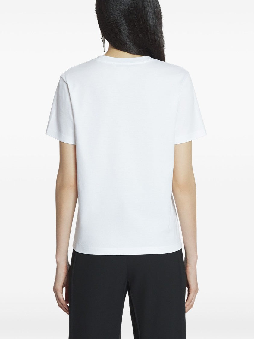 Lanvin White Embroidered Script Logo Sequin T-Shirt