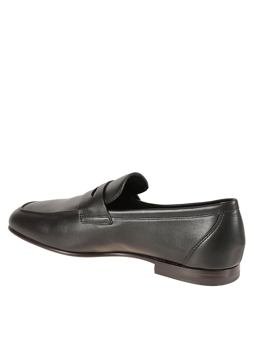 Tod's Black Calfskin Flat Shoes