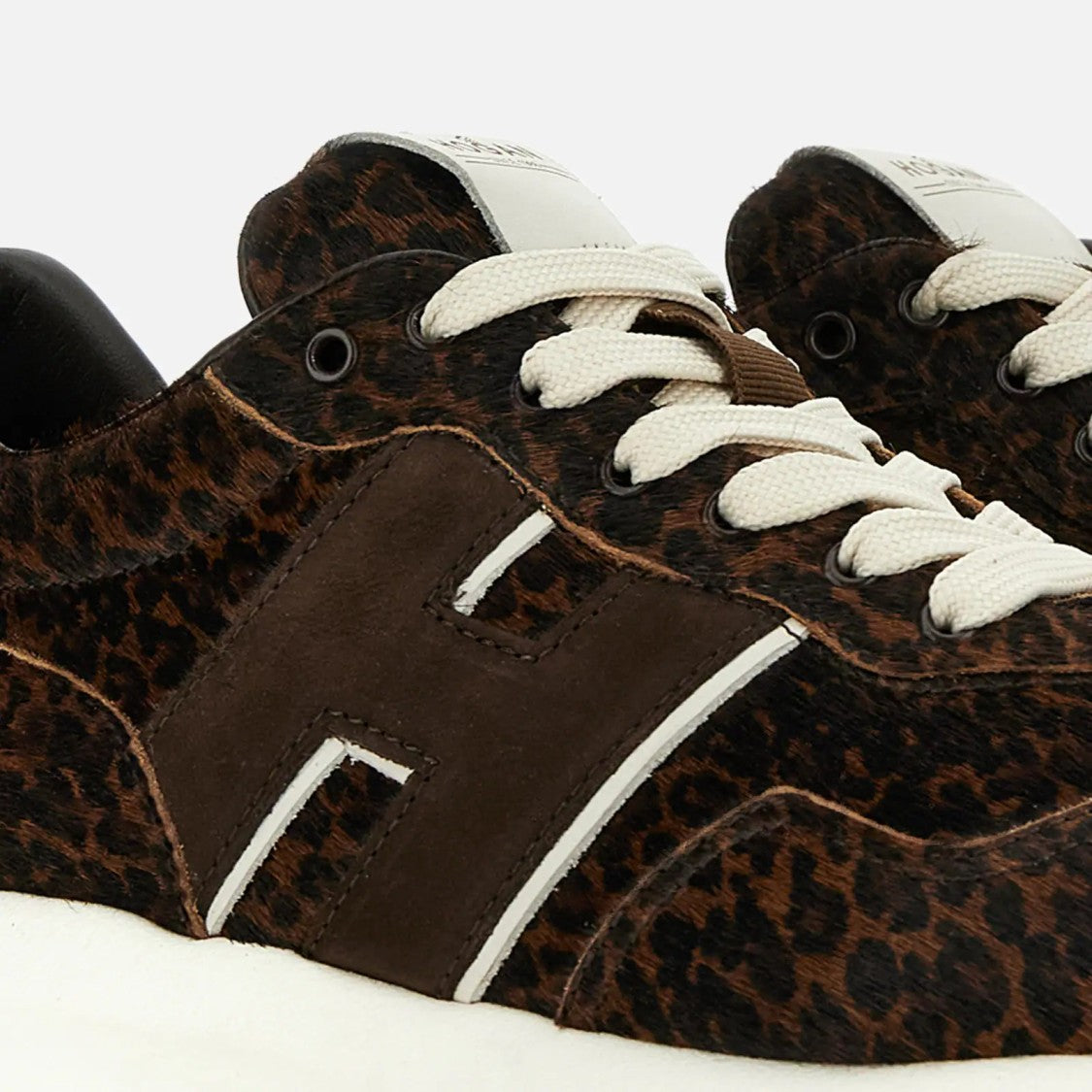 Hogan Leopard Print Dark Brown Suede Sneakers