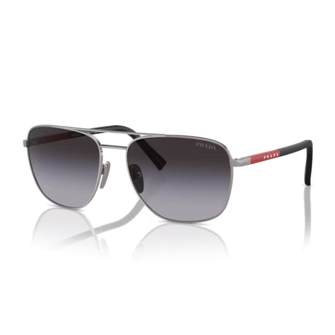 Prada Linea Rossa Gunmetal Ps 54Zs Metal Aviator Sunglasses
