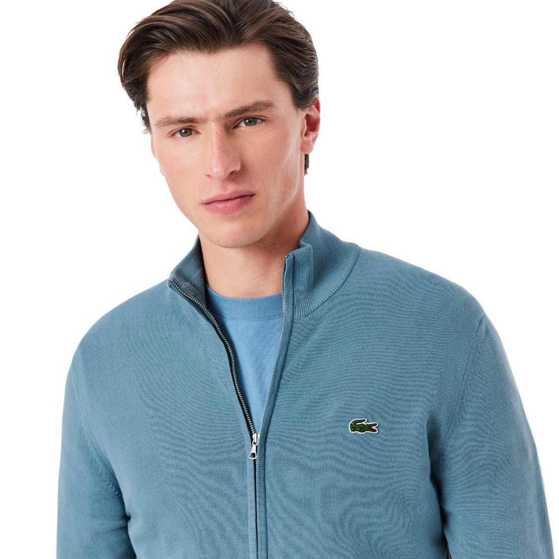 Lacoste Zip-Up Cotton Jersey Sweater