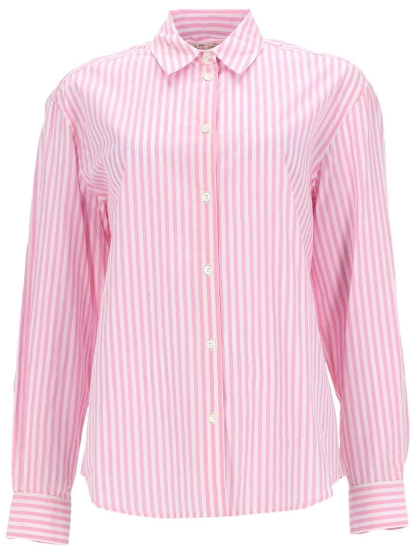 Mc2 Saint Barth Pink Striped Cotton Embroidered Shirt