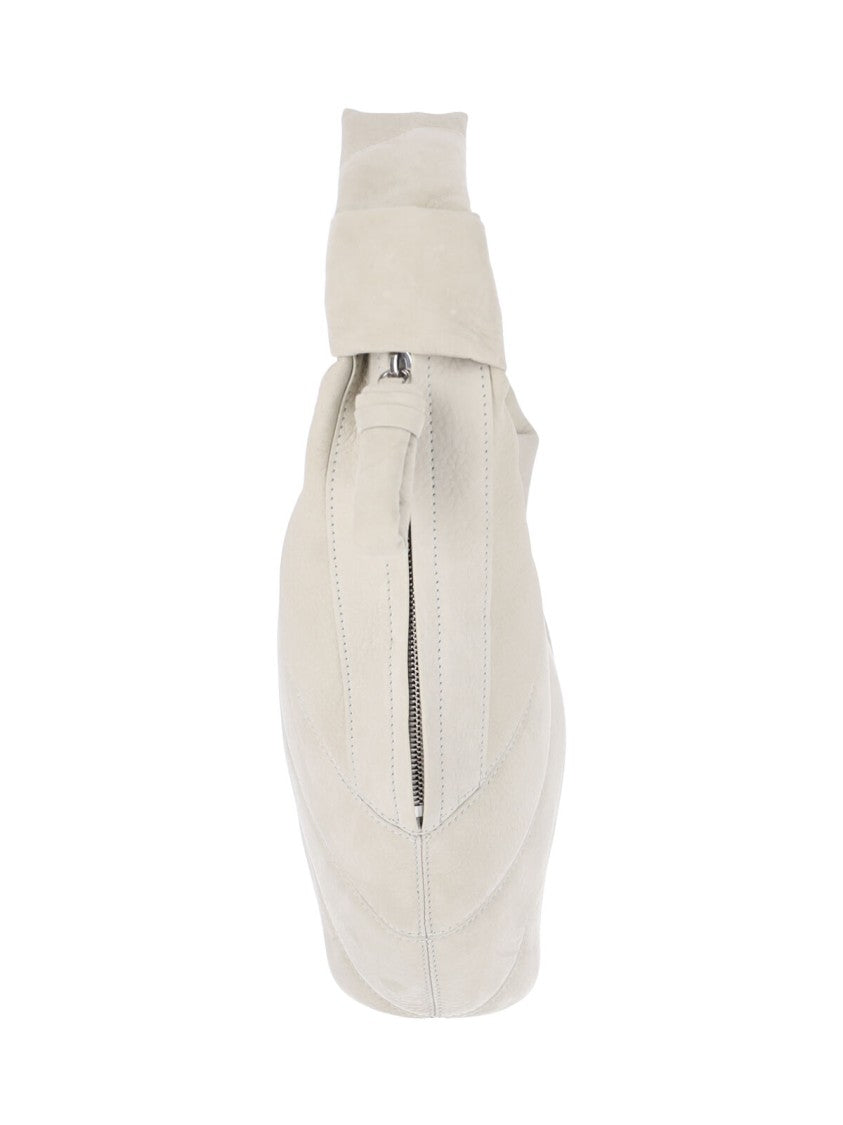 Lemaire Fortune Croissant Grey Nubuck Leather Shoulder Bag