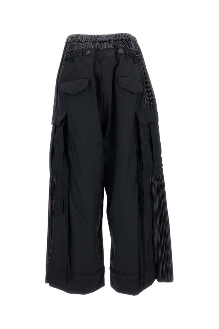Junya Watanabe Baggy Cargo Trousers With Pleated Inserts And Flap Pockets