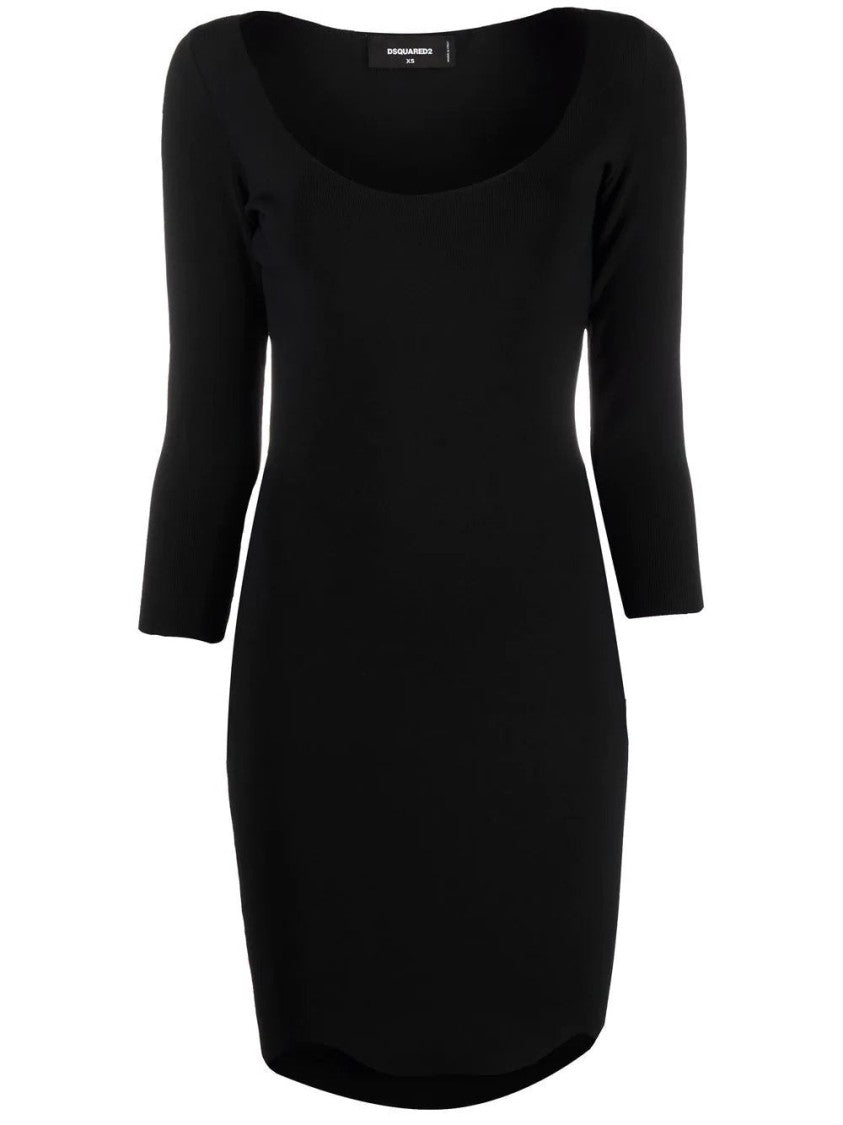 Dsquared2 Minimalist Fitted Mini Dress With Curved Hemline