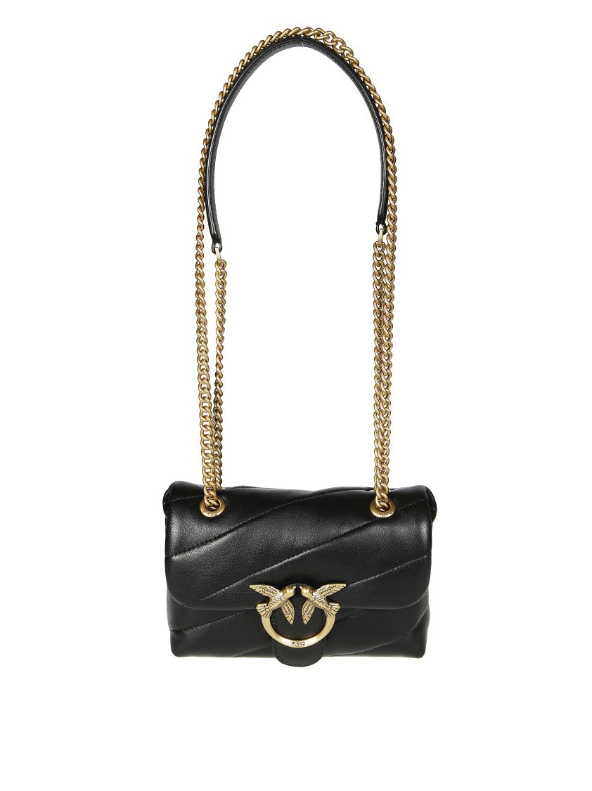 Pinko Black Quilted Baby Sheep Nappa Shoulder Bag