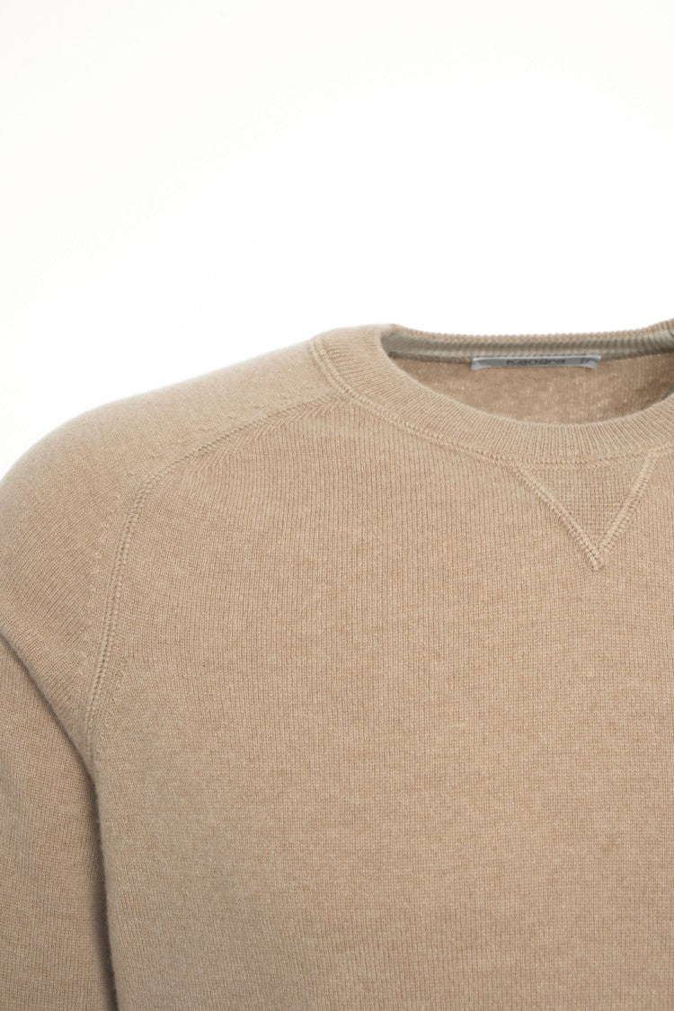 Kangra Cashmere Crew Neck Sweater With Ribbed Details