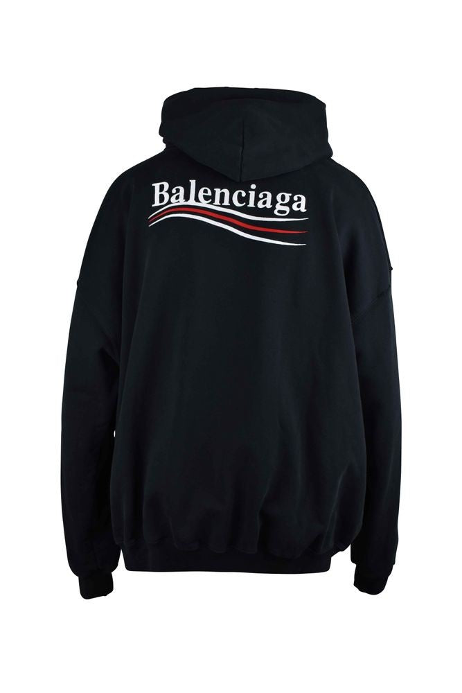Balenciaga Faded Black Cotton Hooded Sweatshirt