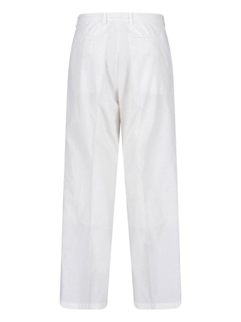 Auralee White Straight Leg Cotton Trousers