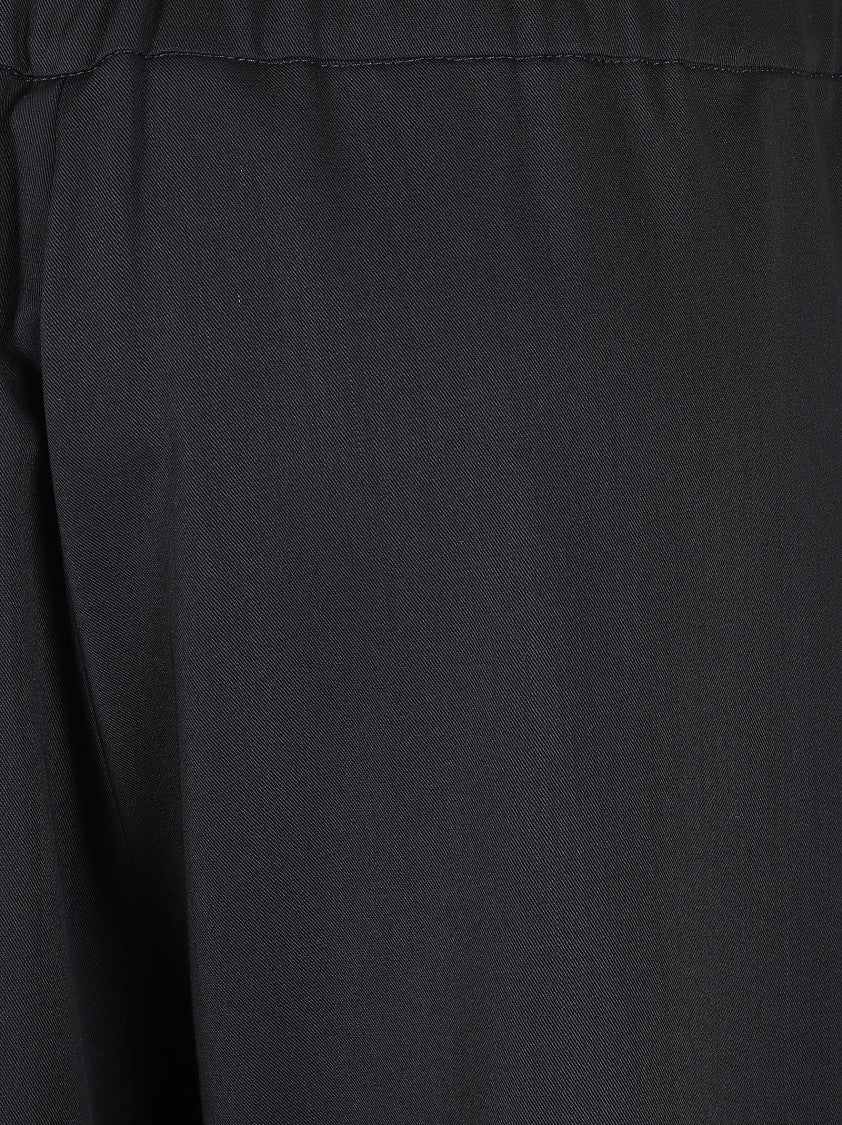 Max Mara Cropped Black Trousers With Adjustable Drawstring And Elegant Metal Details