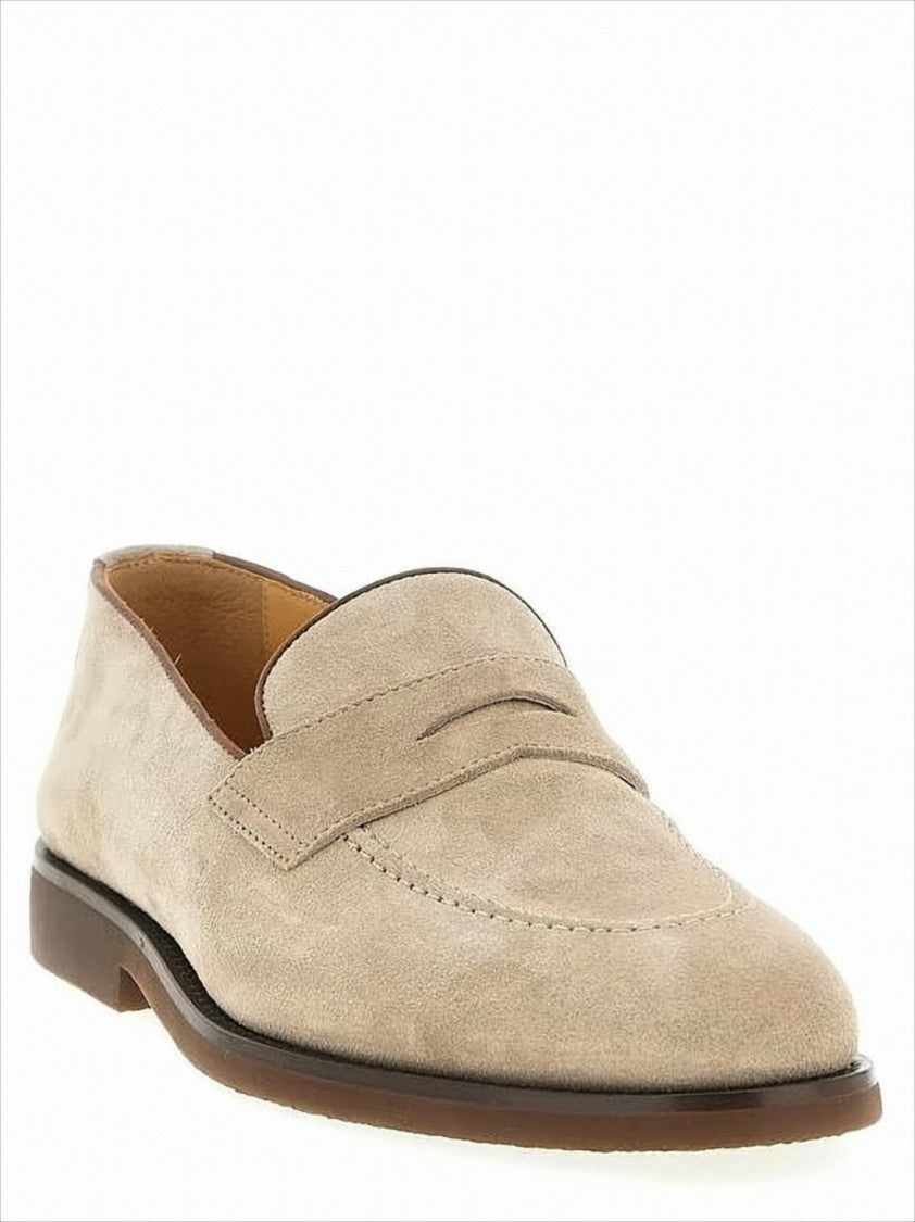 Brunello Cucinelli Soft Suede Loafers With Classic Penny Strap