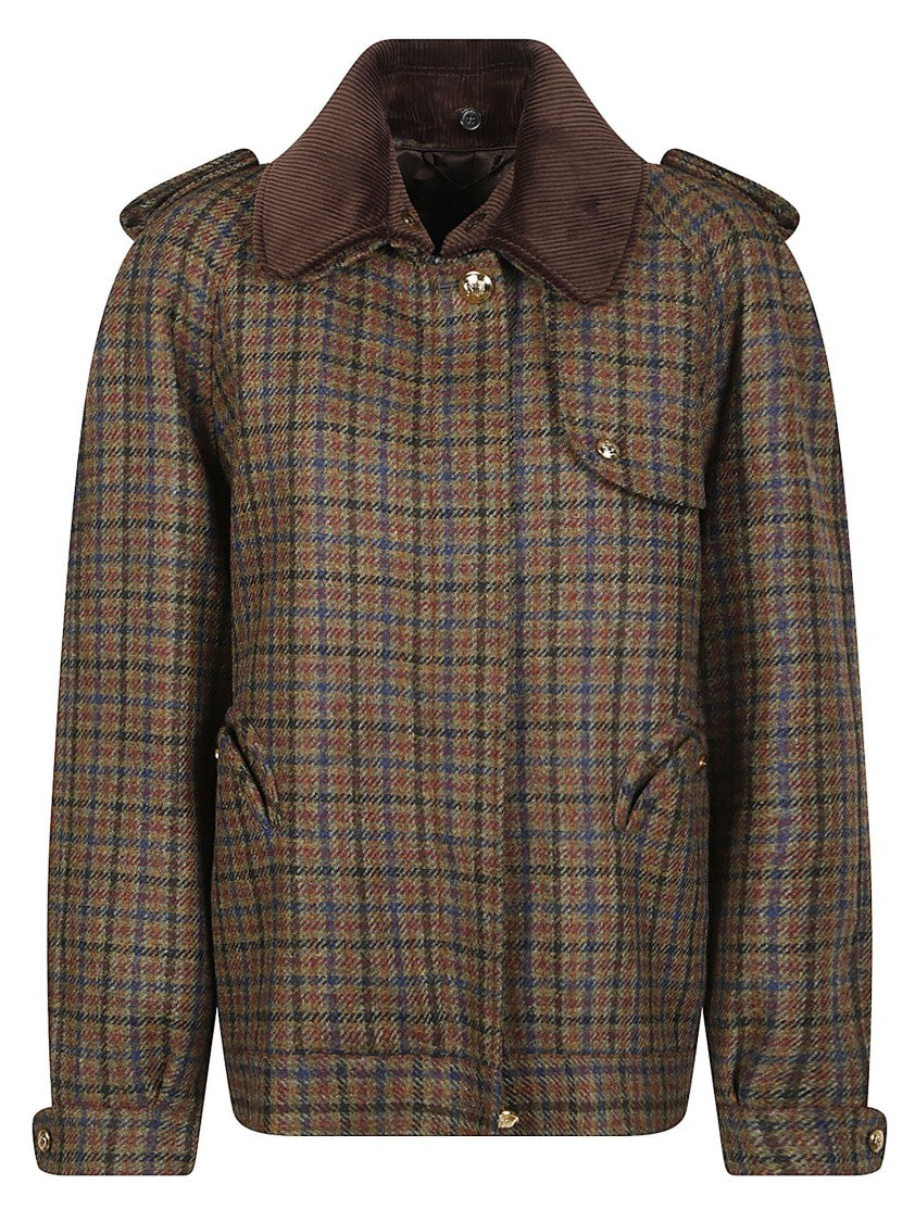 Blazé Milano Brown Amandira Chausie Checkered Wool Trench Coat