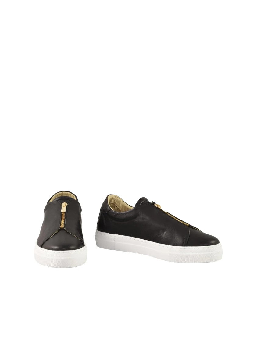 Twelve Style Division Black Leather Sneakers