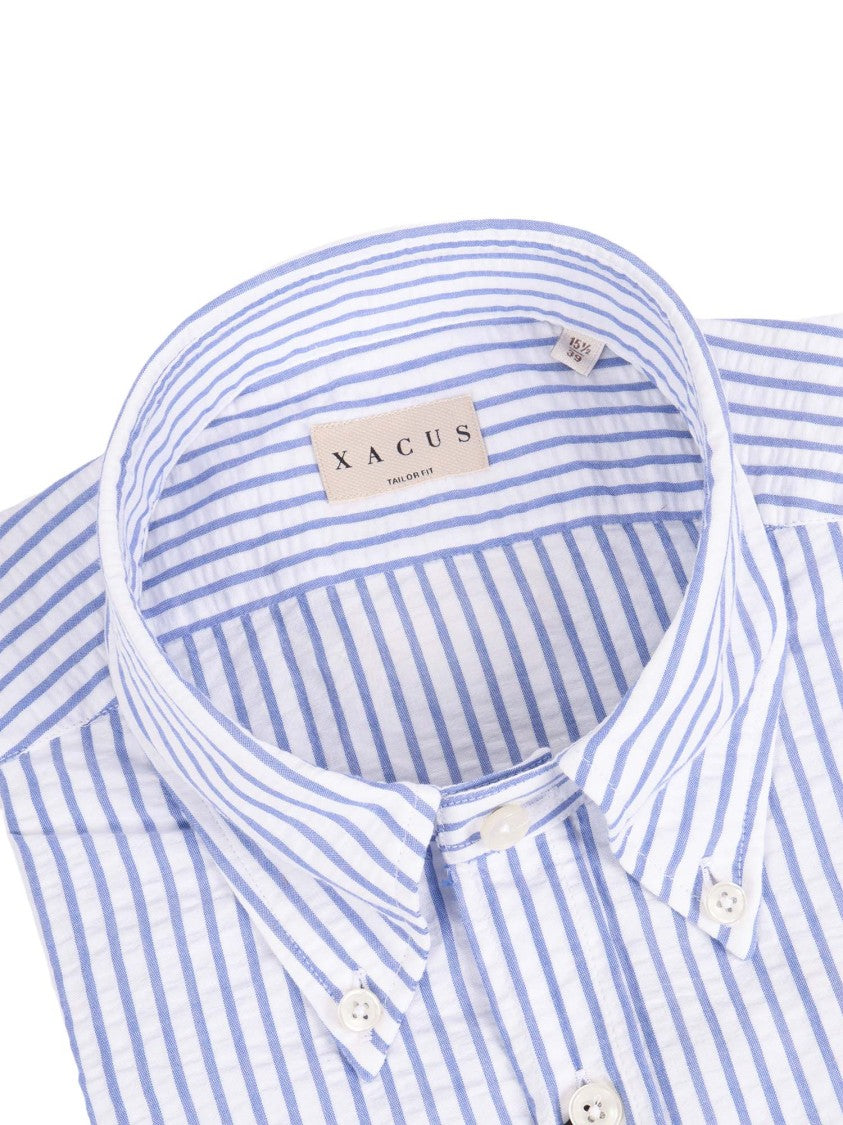 Xacus Light Blue Striped Casual Shirt