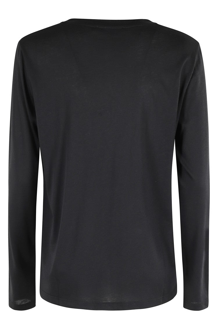 Seventy Long-Sleeved Minimalist Black T-Shirt With Crew Neck