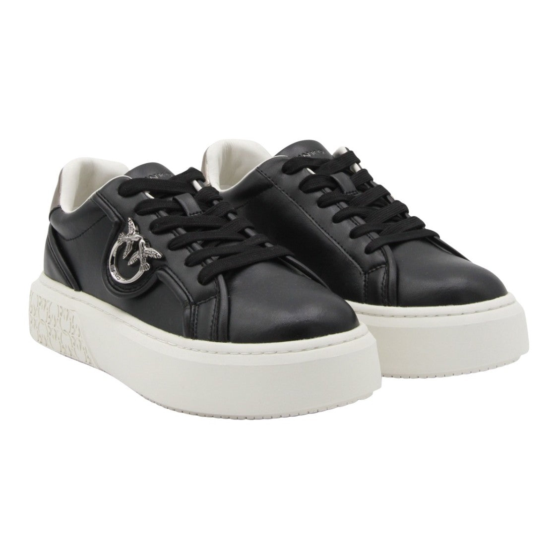 Pinko Black Platform Sneakers With Metallic Accents