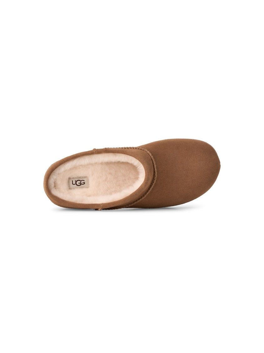 Ugg Versatile Suede Clog With Sheepskin Lining And Rubber Sole