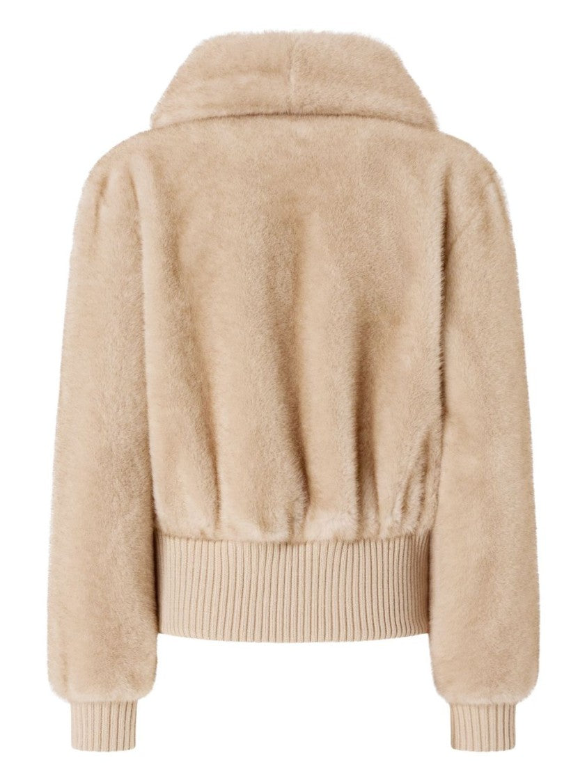 Pinko Cropped Plush Coat With High Collar